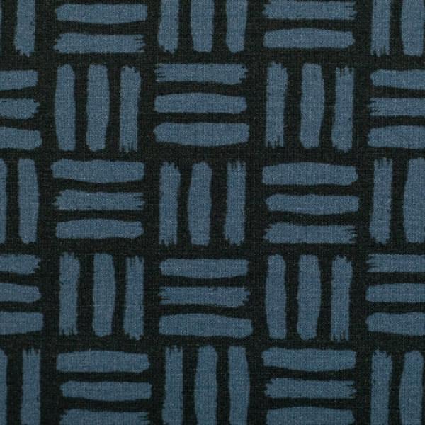 French Terry Sommersweat Wabi Grid Pinselstriche in Anthrazit
